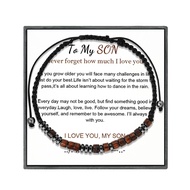 To My Son - I Love You Morse Code Bracelet, Adjustable Inspirational Beaded Morse Code Bracelets, Pe