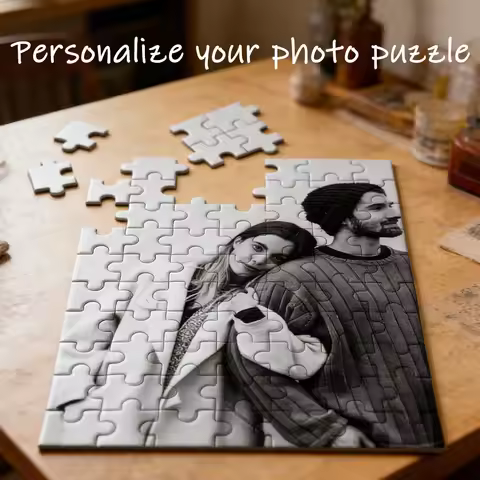 1 customized puzzle, with photo frame or only puzzle, personalized puzzle, couple portrait puzzle, h