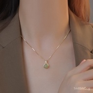 【Ensure quality】Chow Tai Fook925Silver Blessing Bag Hetian Jade Necklace Light Luxury Minority Pendant Female Clavicle C