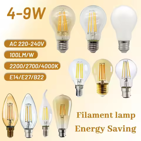 6PCS Led Filament Edison Bulb E27 B22 E14 G45 A60 G80 G95 4W 6W Vintage Led Lamp 2700K 4000K Warm Wh