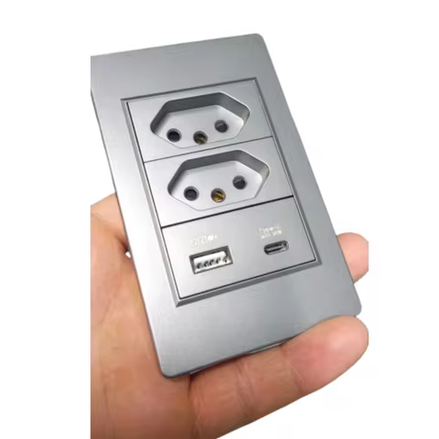 Brazilian Standard Socket 10A 250V 4X2 Plate With 1 Light Switch and 2P+T Power Outlet Horizontal Th