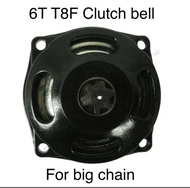 6 teeth T8F clutch bell for Big Chain chinaped stand up gas scooter 2&amp;4 stroke 49cc 52cc 63cc 71cc Direct Drive Set up