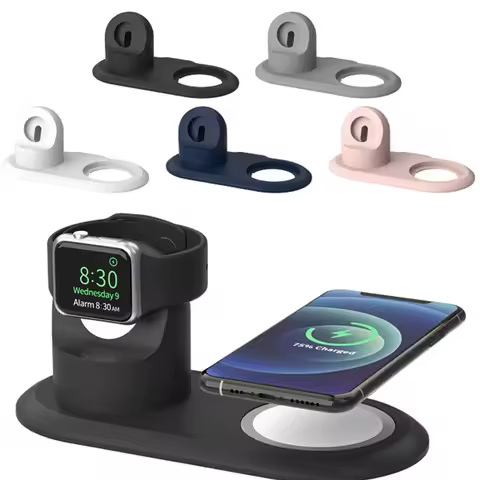 Silicone Phone Holder Stand For iPhone 13 Pro Max Apple Watch Magsafe Charger Charging Station Dock 