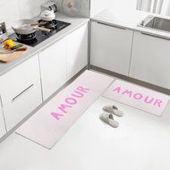 粉色字母皮革地墊免洗防水防油廚房門墊腳墊入戶墊