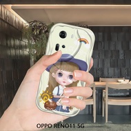 Case For OPPO Reno11 5G Reno11 Pro Reno 11F Soft Silicone Phone Casing Cute Girl Wave Edge Back Cover Case Protection Shockproof Cases