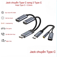 Jack converts from Type C to Type C + Type C or Type C + 3.5mm - Audio DAC - Livestream - Gaming.