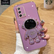 AnDyH 2022 New Design For OPPO A74 4G F19 F19S 4G A95 4G Reno 6 Lite 4G Case Luxury 3D Stereo Stand Bracket Astronaut Fashion Cute Soft Case