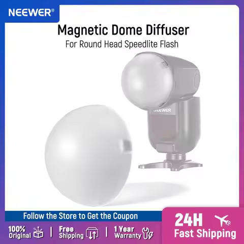 NEEWER Magnetic Dome Diffuser for Round Head Speedlite Flash Magnetically Attached Flash Dome Light 