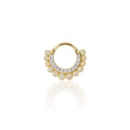 PiercingRoomByJay  Double Crown CZ/White Opal Clicker Hoop  ห่วงเพชร เงินแท้ (ราคาต่อชิ้น)