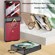 For Motorola Razr 60 Ultra Luxury Thin Transparent Magnet Finger Ring Phone Case Cover With Tempered