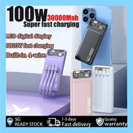 SG [In Stock]🔥30000mAh ultra large capacity power bank 100W ultra fast charging mini power bank comes with 4 cables