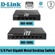 D-Link 5/8 Ports Gigabit Metal Desktop Switch (DGS-105GL/DGS-108GL)