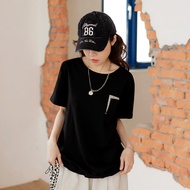 OB Strictly Selected Pure Cotton Straight Pocket Stitching Waist Drawstring Short-Sleeved Top < AB21
