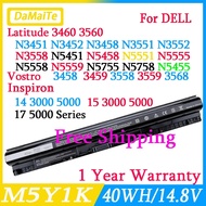 แบตเตอรี่โน้ตบุ๊ค แบตเตอรี่แล็ปท็อป แบตเตอรี่แล็ปท็อป M5Y1K สำหรับ Dell Inspiron 14 15 17 5000 3000 