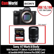 Sony  A7 Mark iii Body With Tamron 17-28mm  F2.8 DI III RXD Lens   Sandisk 64GB  Extreme Pro SDXC Ca