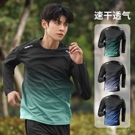 Large Size Men Long Sleeve T-Shirt Running Quick Dry Clothes Sports Autumn Leisure Training Loose Br