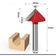 (NP 098 B) 6x22x90* Roter bit Wood Router profile CNC carving bit 90 degrees