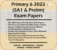 2022 Primary 6 SA1(Mid-Year) & Preliminary (Year-End ) P6 PSLE Exam Paper (PACKED INTO A4 Folders)