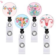 Uterus Floral Ovaries Cervix Badge Reels Holder Retractable OB Nurses ID Clip for Nurse Name Tag Car