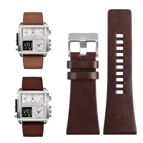 Large size Cowhide watch strap for Flyke FK030 Big dial Watchband FK036 FK038 Diesel DZ4318 men's Wr