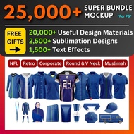 Mockup Jersey Tshirt Jacket Hoodie Retro - Bundle Pack - Sublimation / Mockup | High Quality PSD