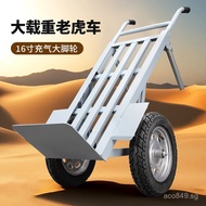 Hand Truck Hand Pull Cart Tiger Truck Pull Truck Hand Push Cart Trailer Large Wheel Heavy Duty Two-W