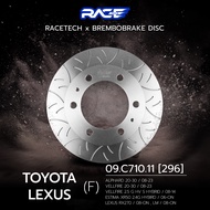 จานเบรคคู่หน้า RACETECH X BREMBO กัดลาย TOYOTA ALPHARD VELLFIRE ESTIMA / LEXUS - จานขนาด 296 มิล - ร