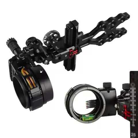 TX2550 Compound Bow Sight 4/6/8X Lens 5 Pin Sight 0.019" Fiber Optic Micro Adjustable Single Pin Aim