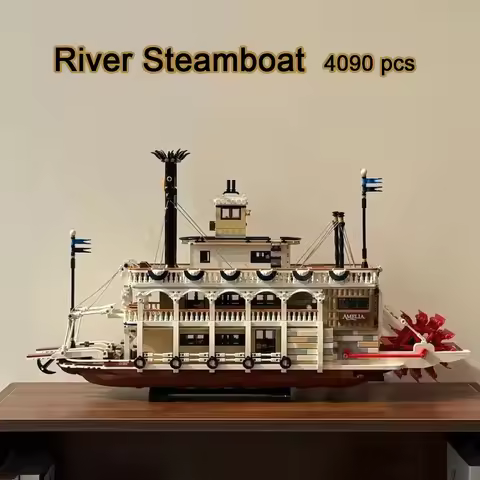 In Stock MOC River Steamboat Building Blocks Kit Compatible 21356 Bricks Children Toys For Boys Girl