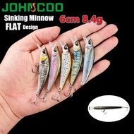 Fishing Lure Laser Skin Sinking Minnow 6cm 8.4g Laser Bait 3D Eyes  With 2 Trible Hook Fishing Tackl