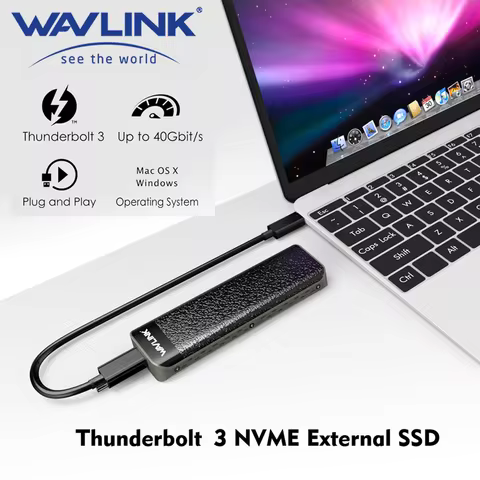 Wavlink Intel Certified Thunderbolt™ 3 NVME External SSD Enclosure USB Type-C 40Gbps Hard Disk Box A