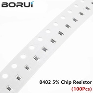 100pcs 5% 0402 SMD resistor 0R ~ 10M 1/16W 0 1 10 100 150 220 330 ohm 1K 2.2K 4.7K 10K 100K 0R 1R 10