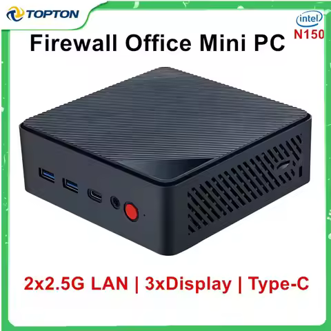 Topton Office Firewall Mini PC Intel N150 2*2.5G LAN i226 2*M.2 NVMe SSD Slot DDR5 4800MHz Mini Comp