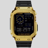 (清貨*包順豐) Apple Watch 8/7/6/5/4/SE 金屬殼運動錶帶 Classic stainless steel case - Watch Band Designed for iWatch Series 44mm 45mm (金色 G-shock style 鋼錶面)