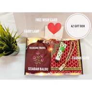 Suprise Gift Box Telekung + Sejadah + Tasbih - Hadiah Hari Jadi / Birthday / Isteri / Ibu / Guru