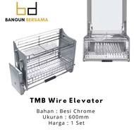 Rak Piring Tarik 600mm Stainless Chrome – TMB Wire Elevator Kitchen Cabinet Dish Rack