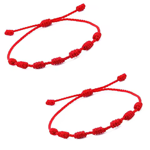 2 Pieces Red String Handmade Bracelets Black Cord Bracelet Adjustable Kabbalah Red Knot String Brace
