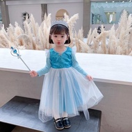 ((((((New))) Frozen elsa Sequins sparkle tile princess cosplay Dress For Kids H17