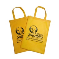 10 Lembar Goodie Bag Sablon cetak nama Tas kain spunbond Totebag Kantong Wadah kemasan belanja Hampe