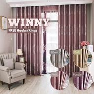 WINNY Blackout Dim-Out Sunblock Curtain / Langsir FREE Hook or Ring for Sliding Door and Window