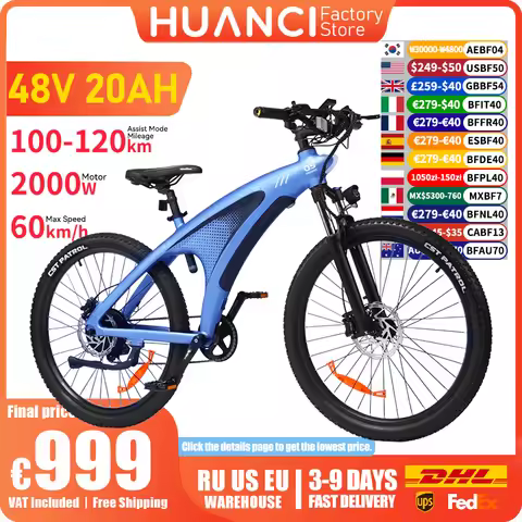 HUANCI Q5 E Bike 2000W Electric Dirt Bike Off-Road Electric Bikes 48V 20AH Electric Bicycle 57km/h 2