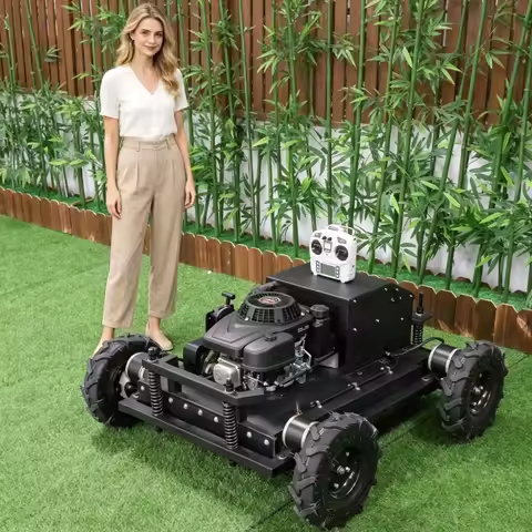 Customized cutting width of 550mm, fast cutting remote tracked lawn mower, 4-stroke 9HP remote contr