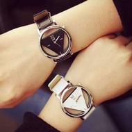 創意潮牌🇰🇷韓版 EXO同款 、原宿風格 雙面鏤空鏡面 三角形面板 時尚 簡約 休閒石英錶/女錶/男錶/中性錶/學生錶（類似GUESS錶款）Creative Tide brand 🇰🇷 Korean EXO, Harajuku style two-sided mirror triangle hollow panel stylish simplicity casual quartz watch    (similar GUESS watch)