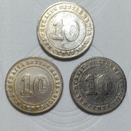 3 keping koin perak 10 cent straites setlements