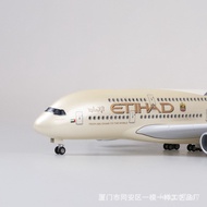 [Dengan Roda dan Lampu] Etihad Airways A380 Model Pesawat Penumpang Simulasi Airbus 380 Etihad