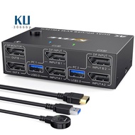 KVM Switch Dual Monitor DisplayPort Replacement Spare Parts 4 USB3.0 for 2 Computers, 2 in 2 Out DP 