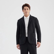 立體條紋男士西裝外套 (THot 發熱保暖)-黑