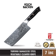 Damascus Steel Cleaver Knife G10 TURWHO