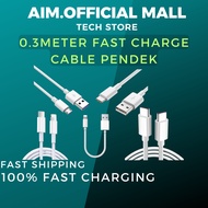 AIM 0.3 Meter Fast Charging Cable Compatible Universal Devices all types type c micro usb pd cable