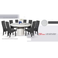 TSM72 C-901-F.GREY 1+8 Seater Round Table Grade A Marble Dining Set With High Quality Turkey Fabric Cushion Chair / Dini